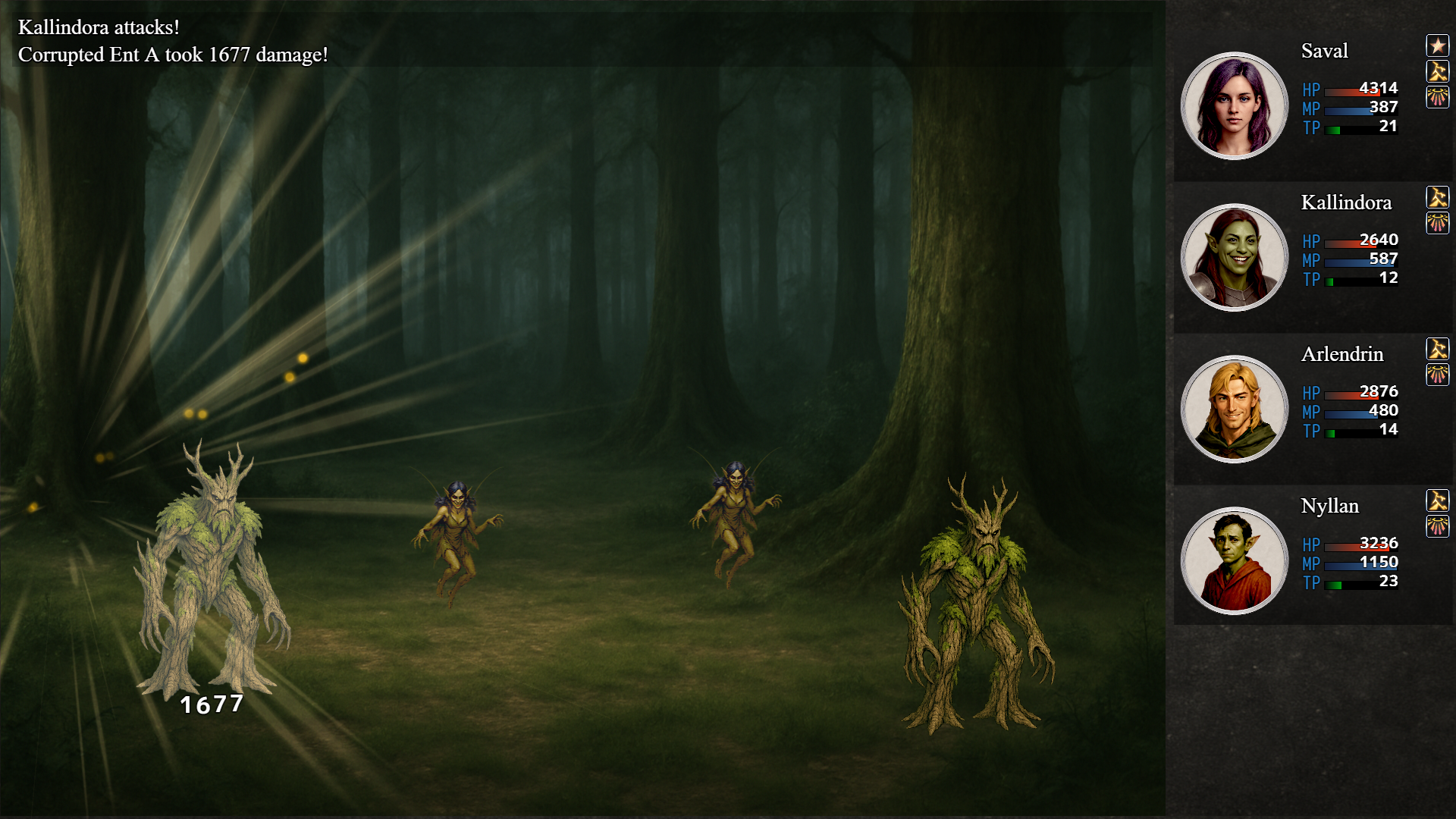 Battle screenshot with Ents