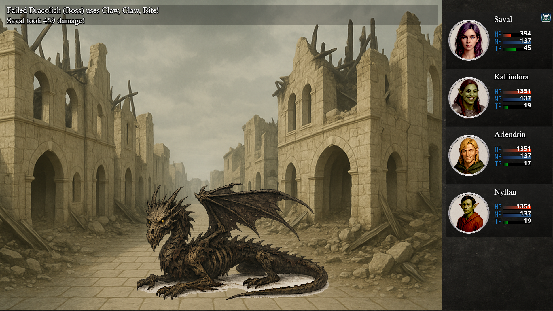 Boss battle against dracolich